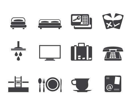 Silhouette Hotel and motel icons