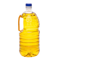 Vegetable cooking oil in a plastic container