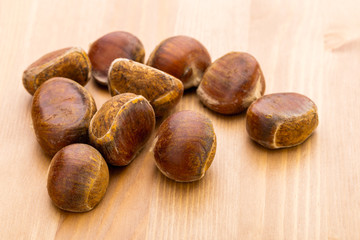 Chestnut and dried maple leave