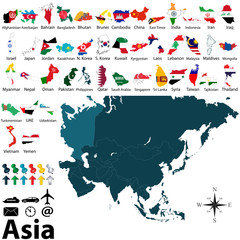 Obraz premium Political maps of Asia