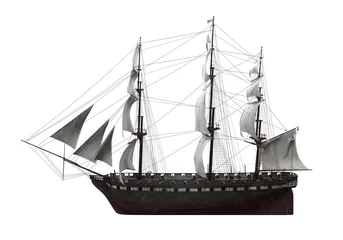 Rolgordijnen Schip Zeilschip geïsoleerd