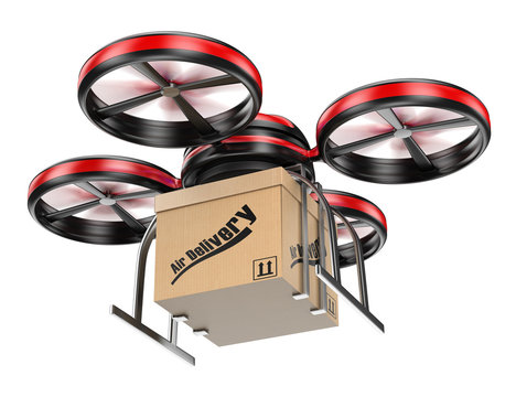 3D drone delivering a package