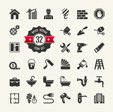 Web icon set - building, construction and home repair tools