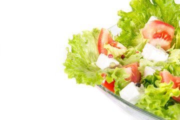 Closeup salad with tomato and cheese