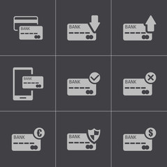 Vector black credit card icons set