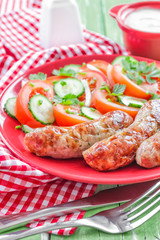 Sausages and salad