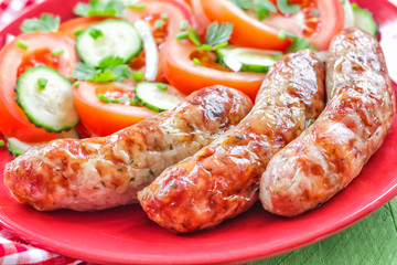 Sausages and salad