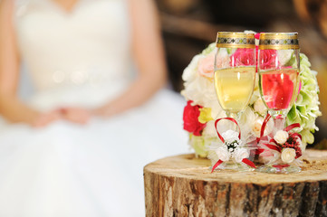 Glasses and Flowers on Snag