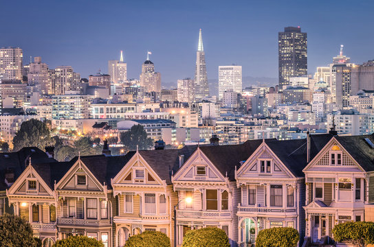 The Painted Ladies - San Francisco Skyline