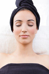 Woman relaxing at beauty spa
