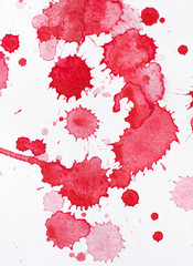 Abstract painted blots watercolor background on paper texture.