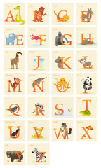 Animal alphabet set,  vector illustration
