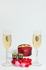 The festive mood of Valentine's Day with champagne