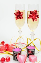 The festive mood of Valentine's Day with champagne