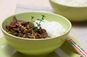 Chinese beef with rice