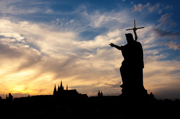 Fototapeta premium Pomnik Jana Chrzciciela na moście Karola