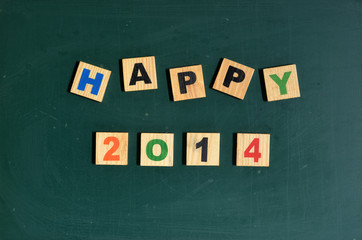 Happy 2014 on Chalkboard
