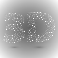 White polygonal 3D icon on a grey background