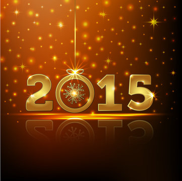 golden 2015 year greeting card presentation
