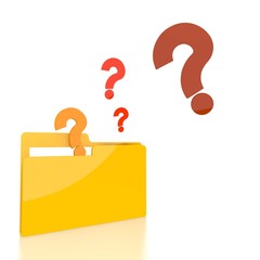 file folder with three question symbol