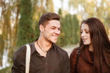 Fototapeta premium young couple walking outdoors