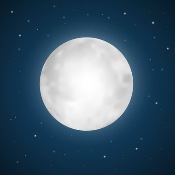 Vector Full Moon Illustration with Stars