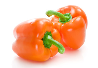 Ripe, juicy pepper  isolated on white background.