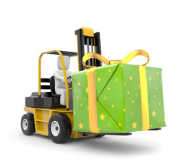 Forklift with gift box