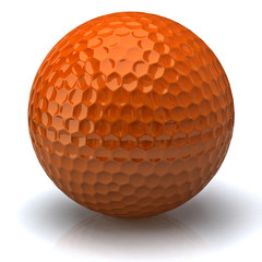 Orange golf ball isolated on white background