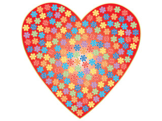 red valentine with rainbow color flowers