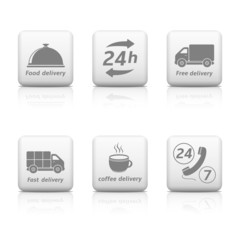 24 hours Service buttons. Delivery icons