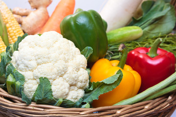 Vegetables in basket.
