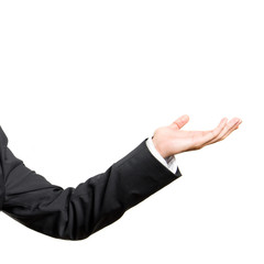 Businessman making showing over isolated white background