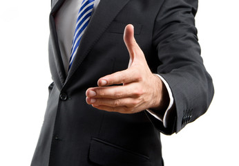 businessman making a deal over isolated white background