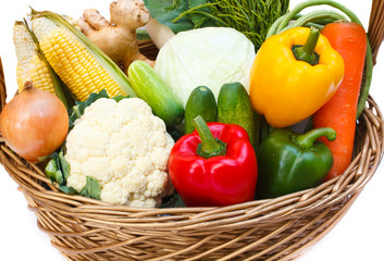 Vegetables in basket.