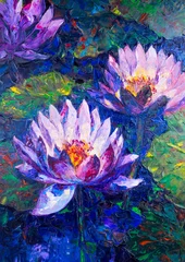  Oil painting of beautiful lotus flower © jannoon028