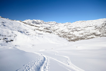 Fototapeta na wymiar Exploring the Alps by tour skiing
