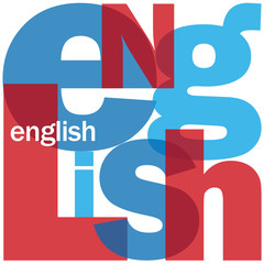 Naklejka premium Kolaż z literami „ENGLISH” (kurs do nauki języka obcego)