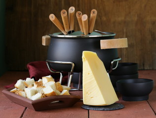 special set of utensils for cooking fondue (cheese, chocolate)