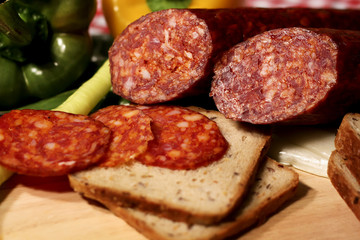 Meat sausage salami