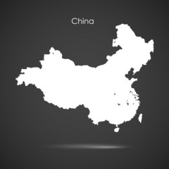 Obraz premium Silhouette of China over grey background. Vector design