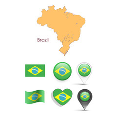 Set of Brazil elements. Vector design