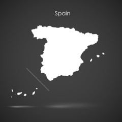 Silhouette of Spain over grey background