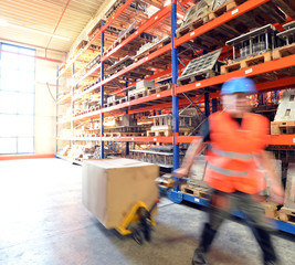 Logistiker im Warenlager // Warehouse shipping