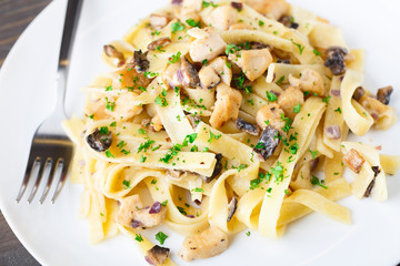 Pasta with chicken and mushroom