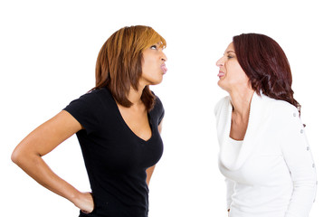 Two angry upset women having arguments frustrated 