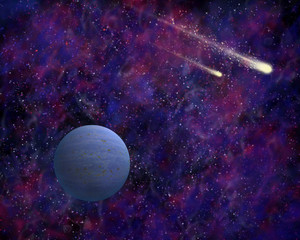 Obraz na płótnie Canvas Comets and blue planet