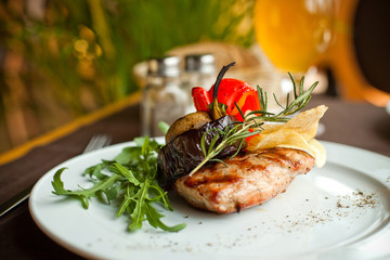 Beef steak with grilled vegetables