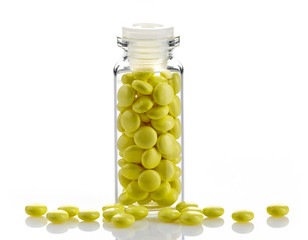 bottle of yellow valerian extract pills