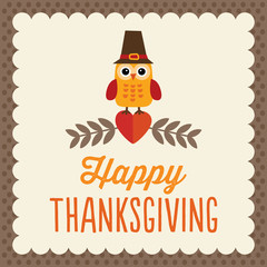 Thanksgiving card with cute little owl - 60152242